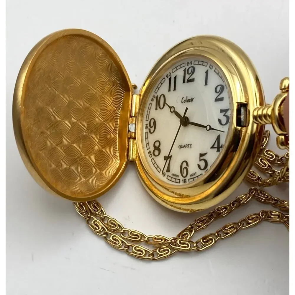 Collezio Quartz Full Hunter Pocket Watch 38mm and Chain - New Battery